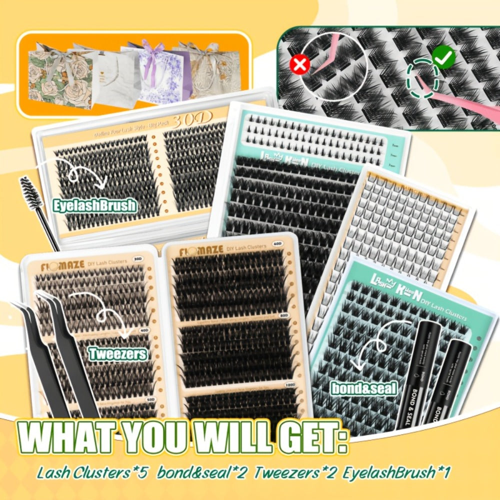 False Eyelash Cluster Kit with Four Package Options from 209 to 1993 Pieces plus Tools and Gift Bags — image 2