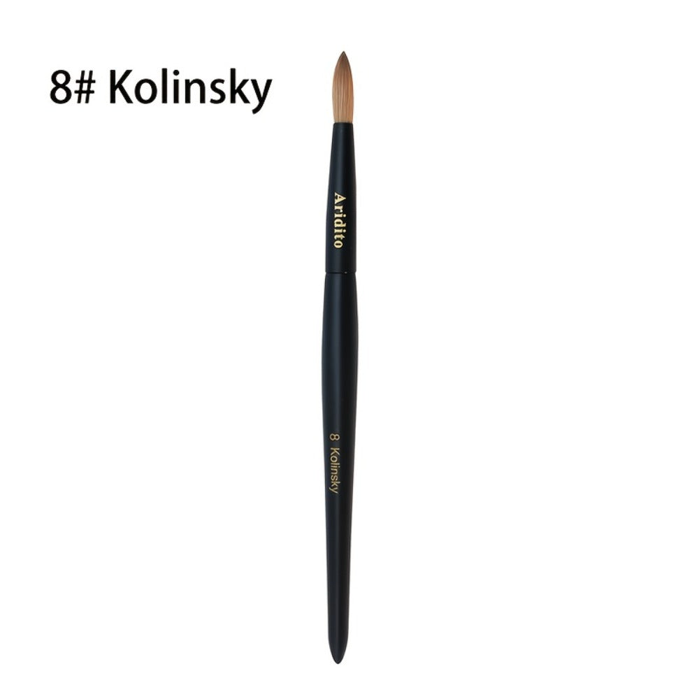 Kolinsky Nail Brush Round Head for Acrylic Extensions – Professional Black Wooden Handle Nail Art Brush with Genuine Kolinsky