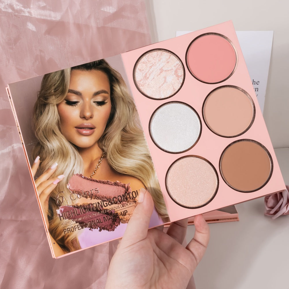 Eyeshadow Palette Book Style SHCOETY 4-in-11 Makeup Kit, 24-Color Eyeshadow + 6-Color Highlighter + 6-Color Blush + 7-Color C