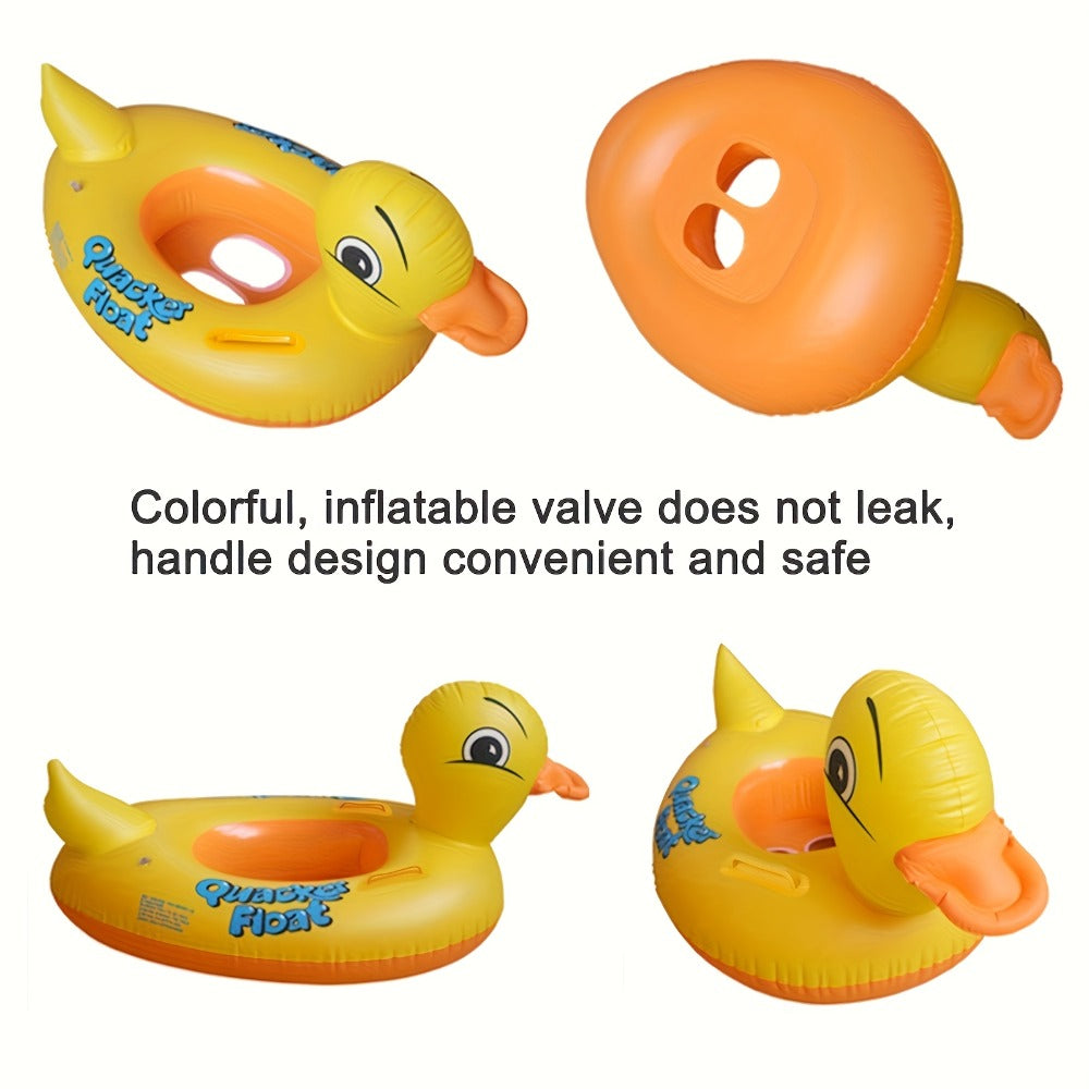 Pool Float Duck-Shaped Ring with Two Built-In Handles and One, Two or Four-Piece Pack Selections — image 7