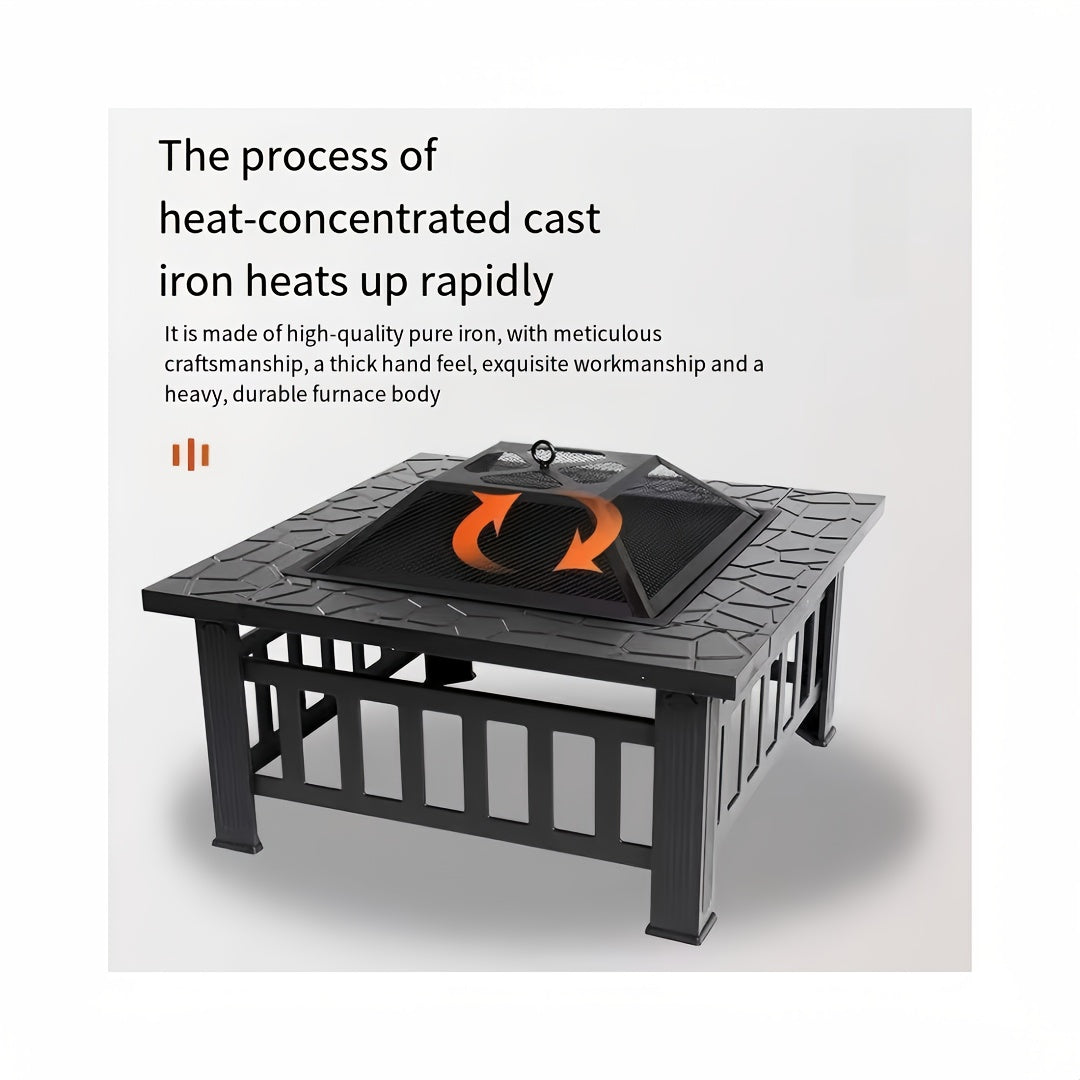 Fire Pit with Grill for Garden, Patio and Yard Use, with the Listed Configuration, for Everyday Use and Organized Storage — i
