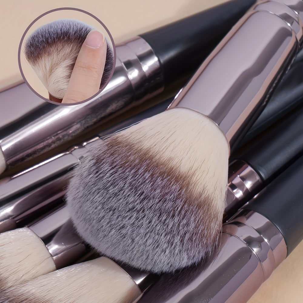 Makeup Brush Set, 30-Piece Nylon Bristle Collection with Alloy Handles, Face and Eye Brush Shapes and Storage Pouch — image 5