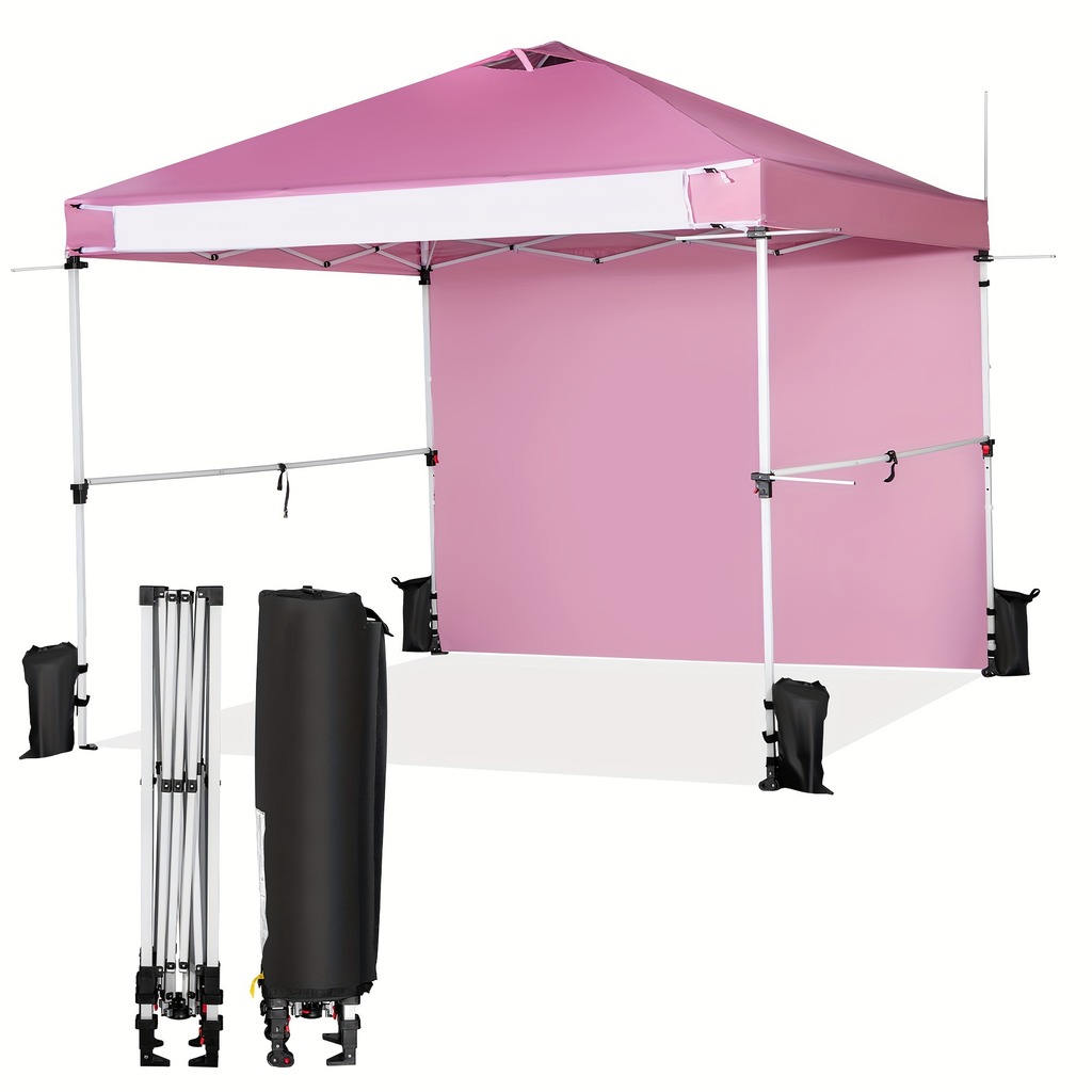 Pink 10x10ft Commercial Pop-Up Canopy Tent with Sidewall, Hanging Bars, Crossbars and Banner Strip — image 7