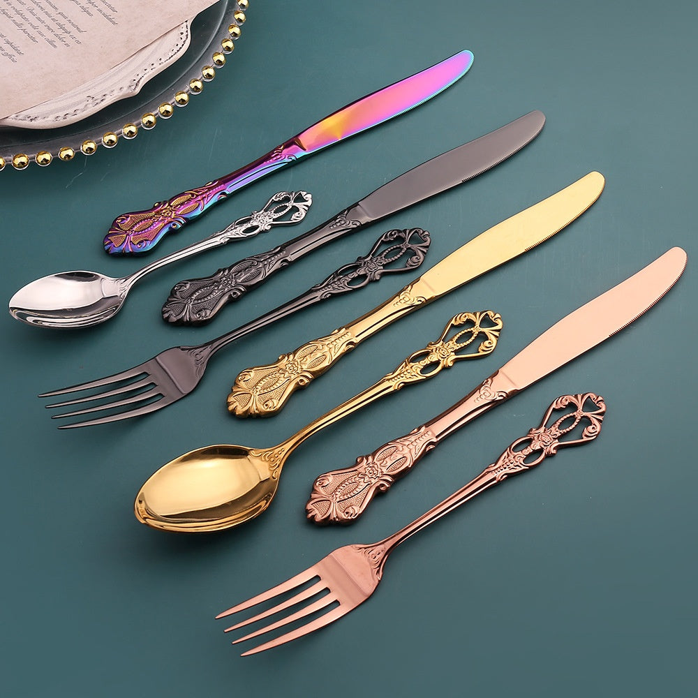 European Pattern Stainless Steel Empaistic Tableware Set