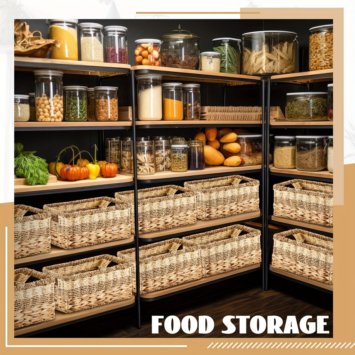 Water Hyacinth Wicker Storage Baskets Set of 4 with Handles, 12 x 8 x 6.3-Inch Shelf Organizers — image 2