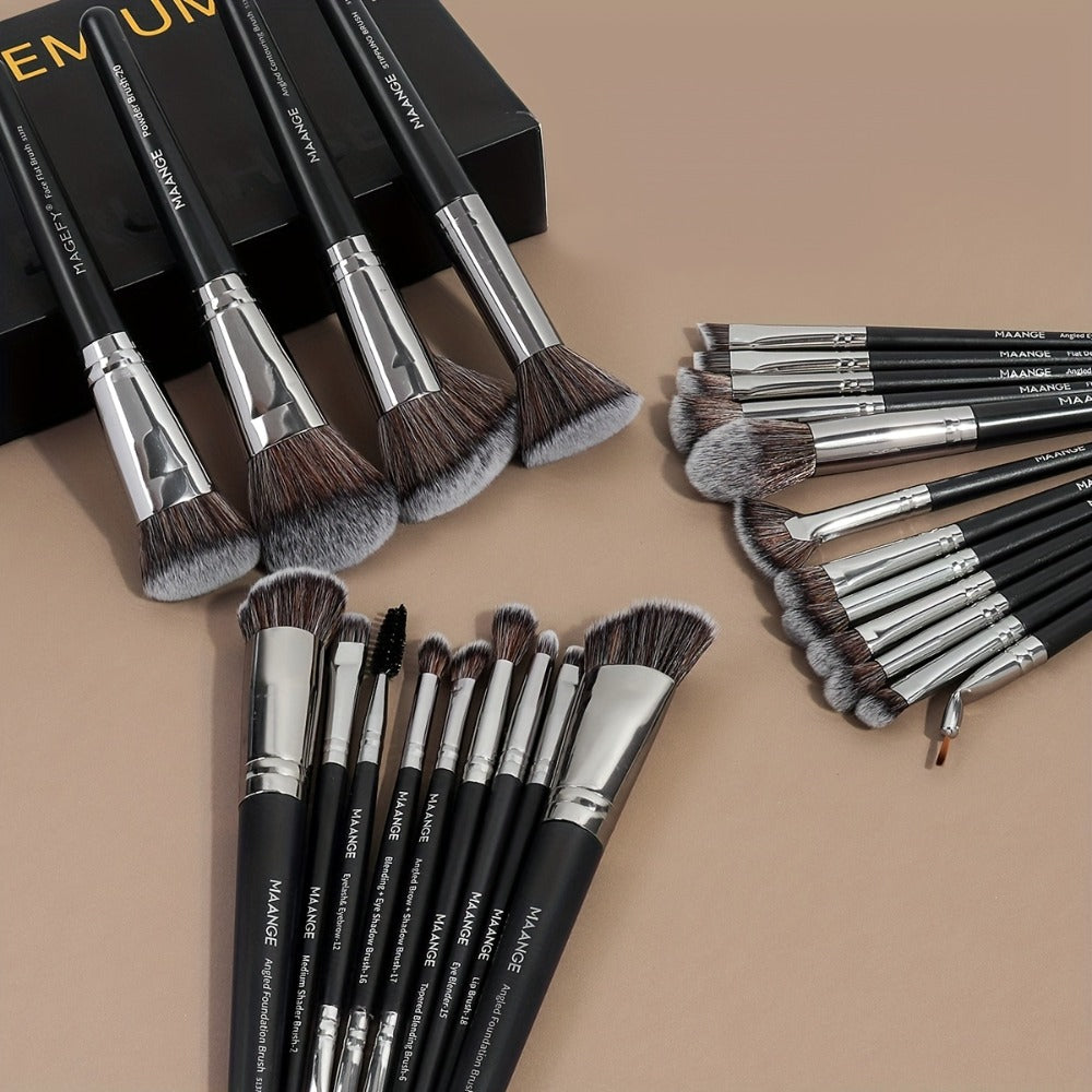 Makeup Brush Set, 25-Piece Synthetic Bristle and ABS Handle Collection with Face-Eye Brush Shapes and Gift Box — image 3
