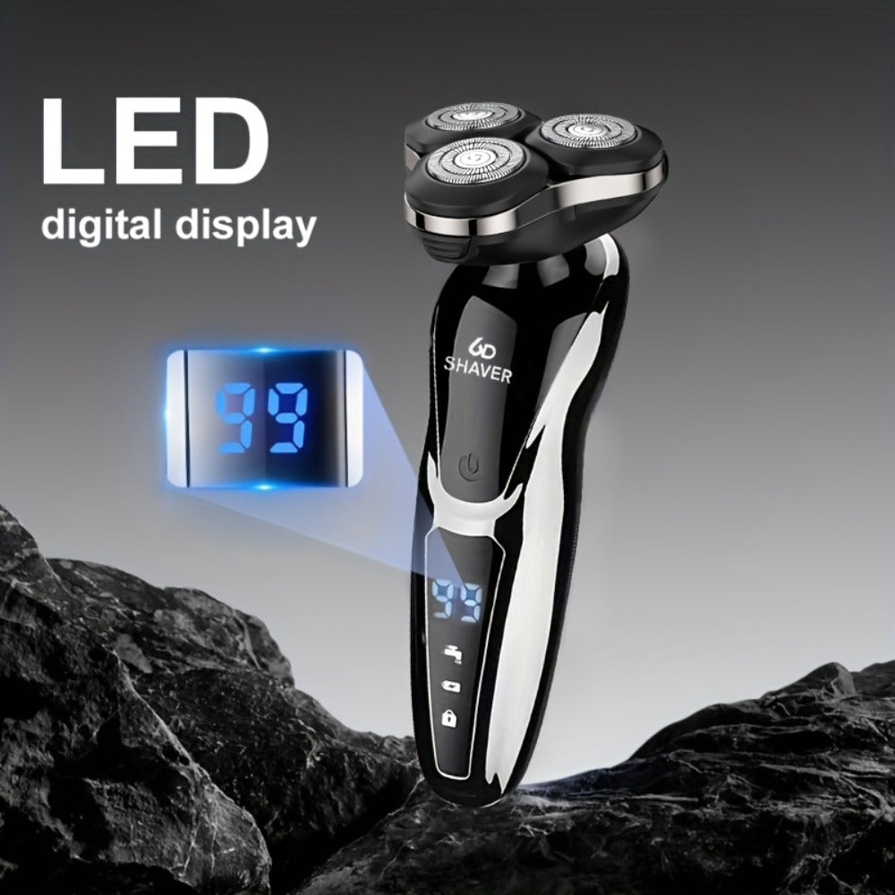 Black Three-Head Rotary Shaver with Digital Display in Standalone, Three-Piece or Four-Piece Sets — image 12