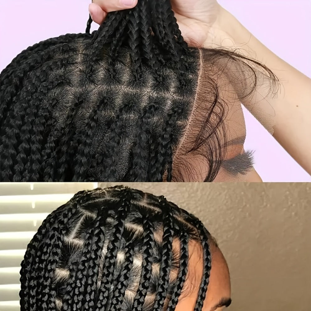 Thirty-Inch Box-Braid Wig with 360 Lace Cap and Four Black, Blonde, Burgundy or Auburn Options — image 10