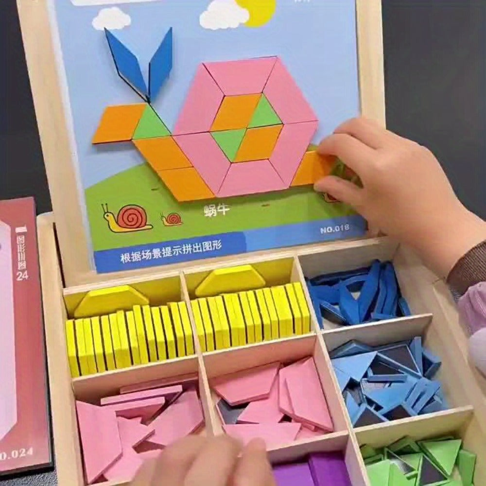 Magnetic Wooden Puzzle Board for Kids, 128/180/220/280 PCS Geometric Shape Recognition & Logical Thinking Toy — image 13