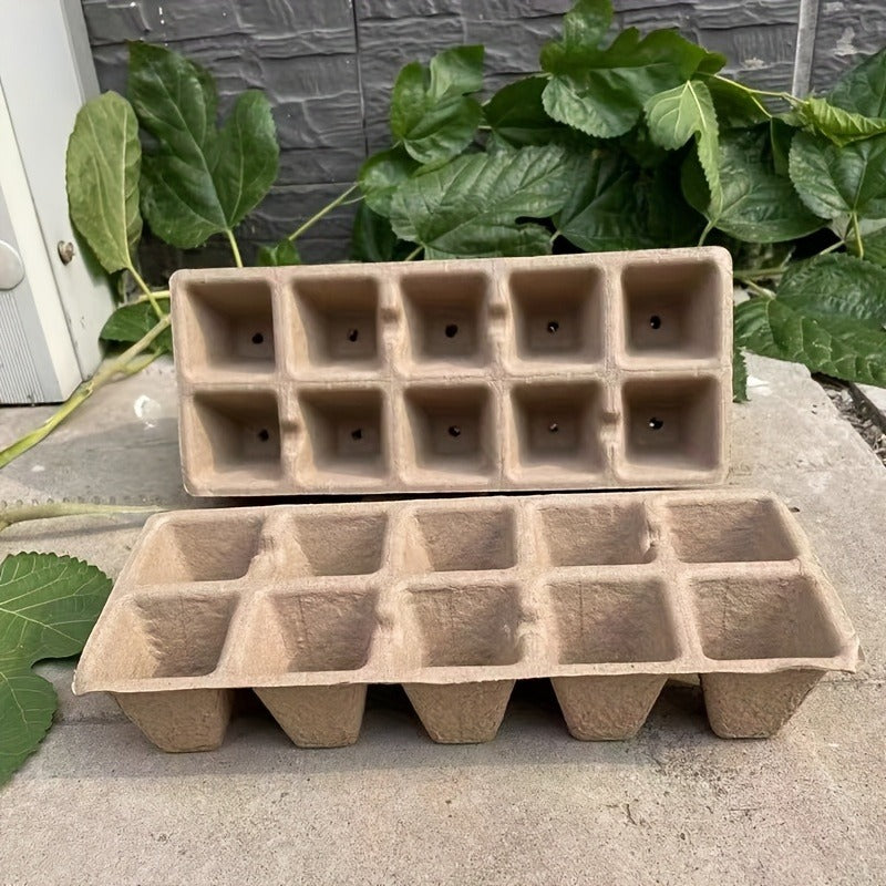 Peat Pots Seed Starter 100pcs Square Biodegradable Paper | Germination Trays with Peat Substrate for Herbs Cacti Flowers | In