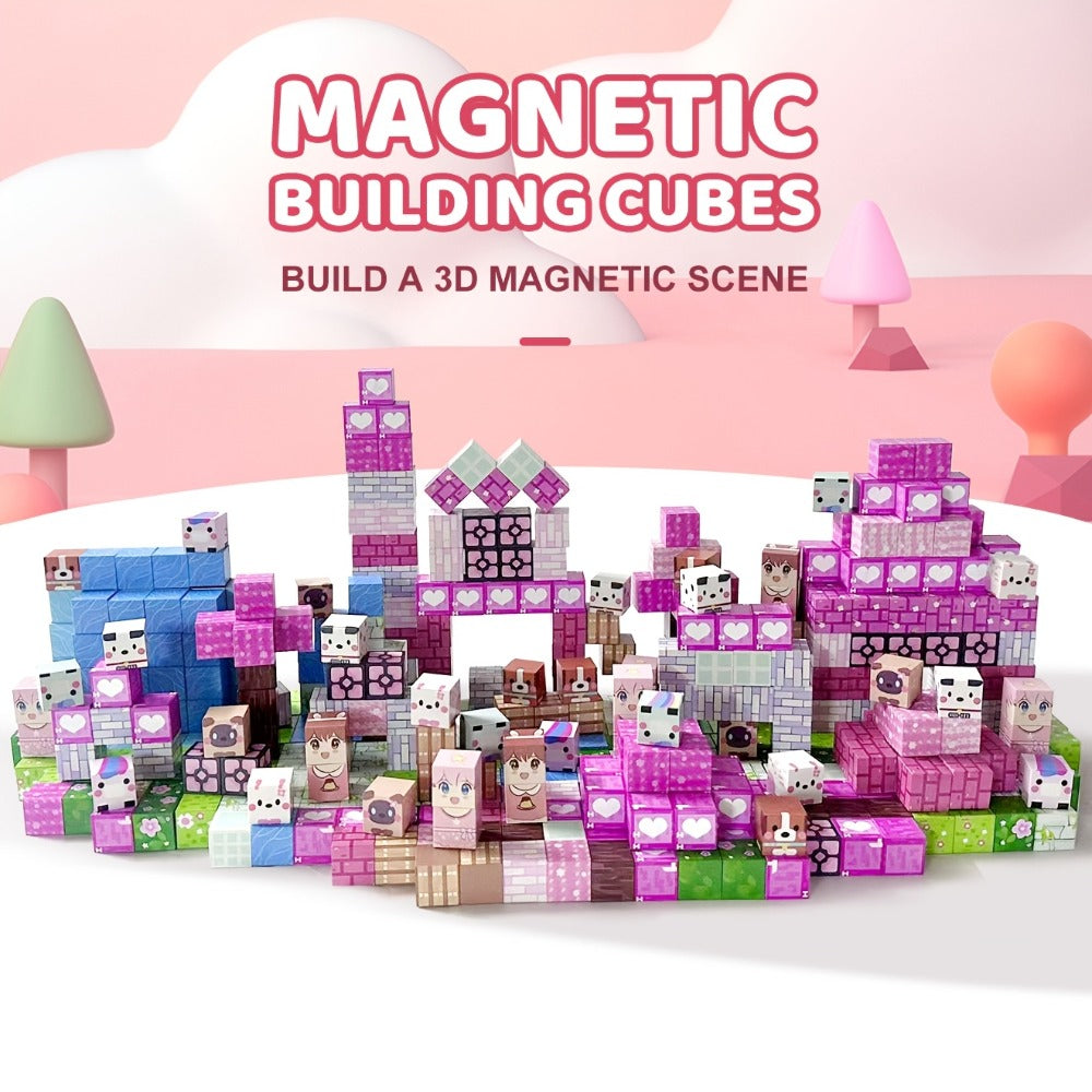 Pink Forest Park Magnetic Building Blocks 100 Piece STEM Set with the Listed Color, Size or Set Options for Everyday Use — im