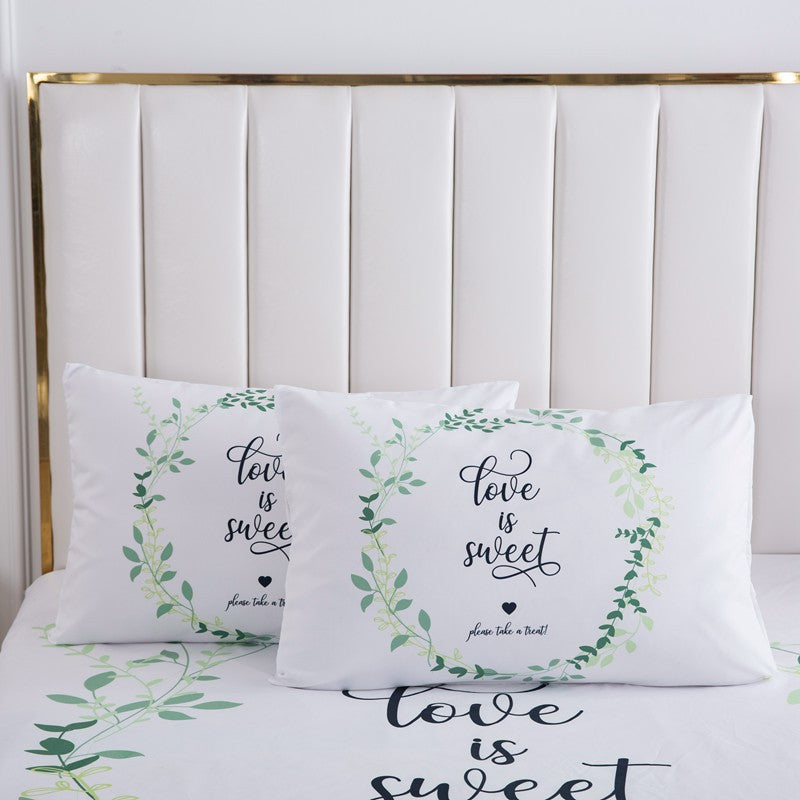 Nordic Spring Bedding Set Green Leaf Quilt Cover