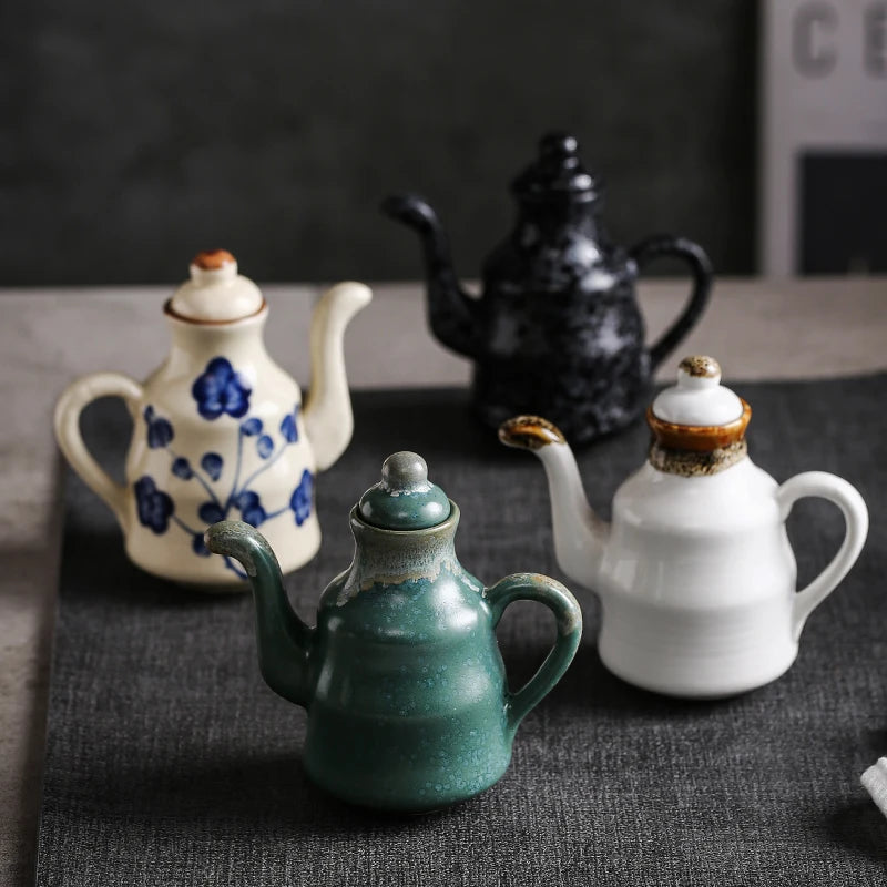 Ceramic Blue and White Kuibai Oil Pot Vinegar Bottle Oil Bottle Vinegar Pot Seasoning Pot Soy Sauce Hotel Restaurant