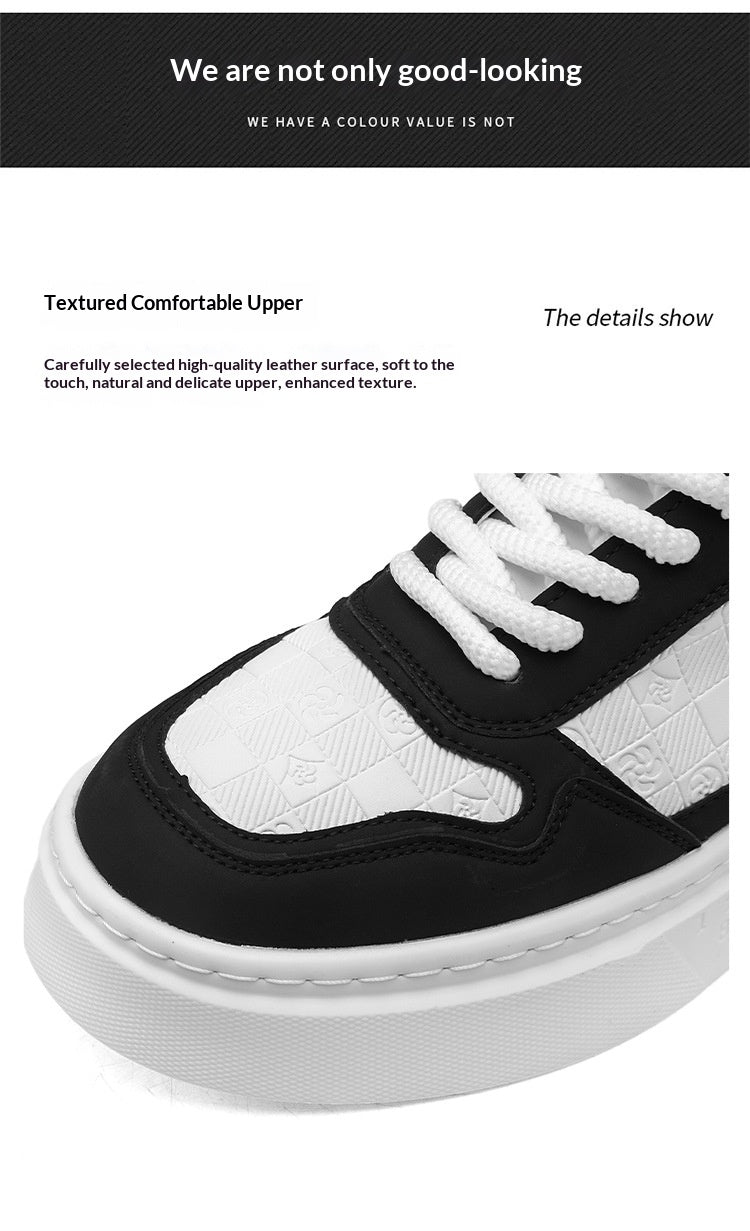 Mens Versatile Casual Height-increasing White Sneakers