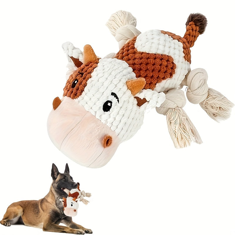 Dog Toy Cow Plush with Squeaker, Crinkle Paper, Woven Legs and Washable Construction for Multiple Dog Sizes — image 3