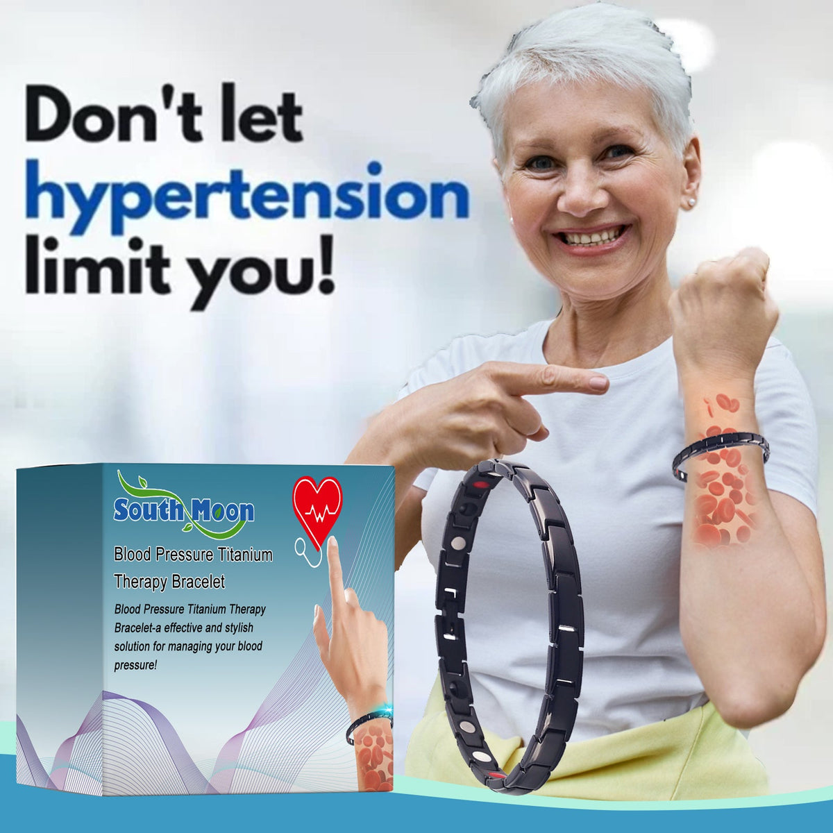 Blood Pressure Titanium Therapy Bracelet, Lightheadedness Relief Body Discomfort Capsule Body Care Bracelet