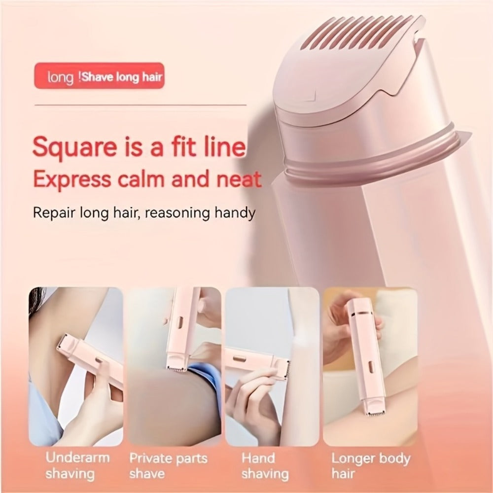 Bikini Trimmer Electric 2-in-1 Rechargeable Dual-Head Face Shaver for Women – Stainless Steel Blade USB Cordless Hair Remover