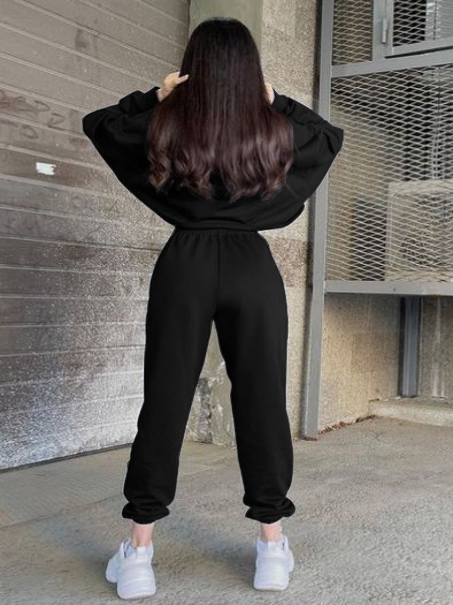 Casual Crew-neck Long-sleeve Pants Set