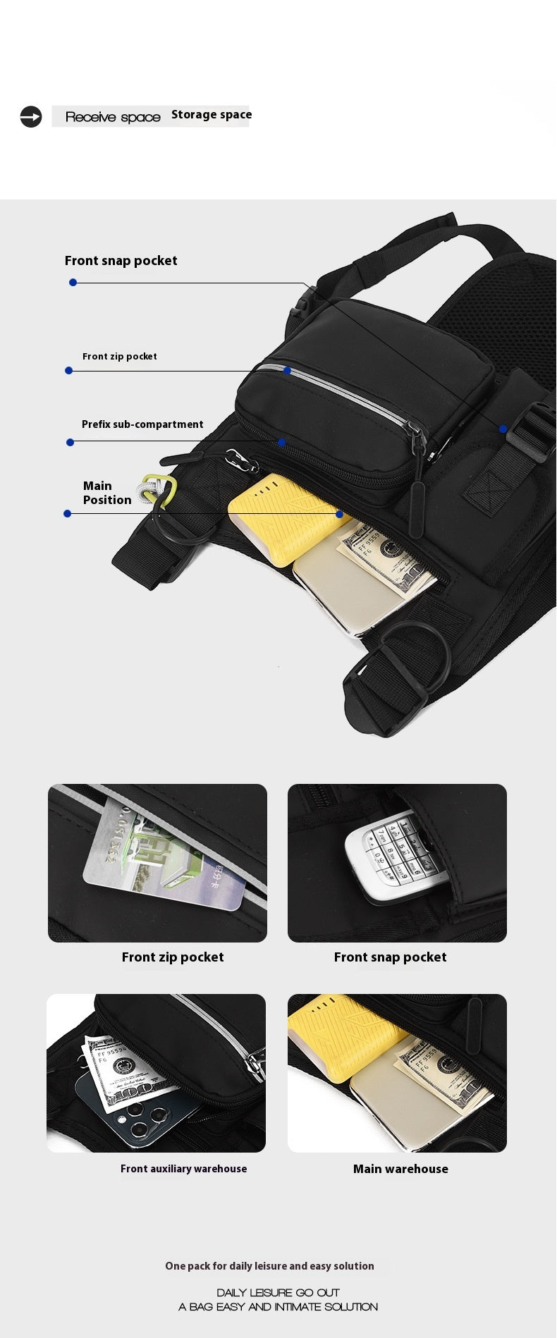 Workwear Functional Vest Chest Bag Reflective