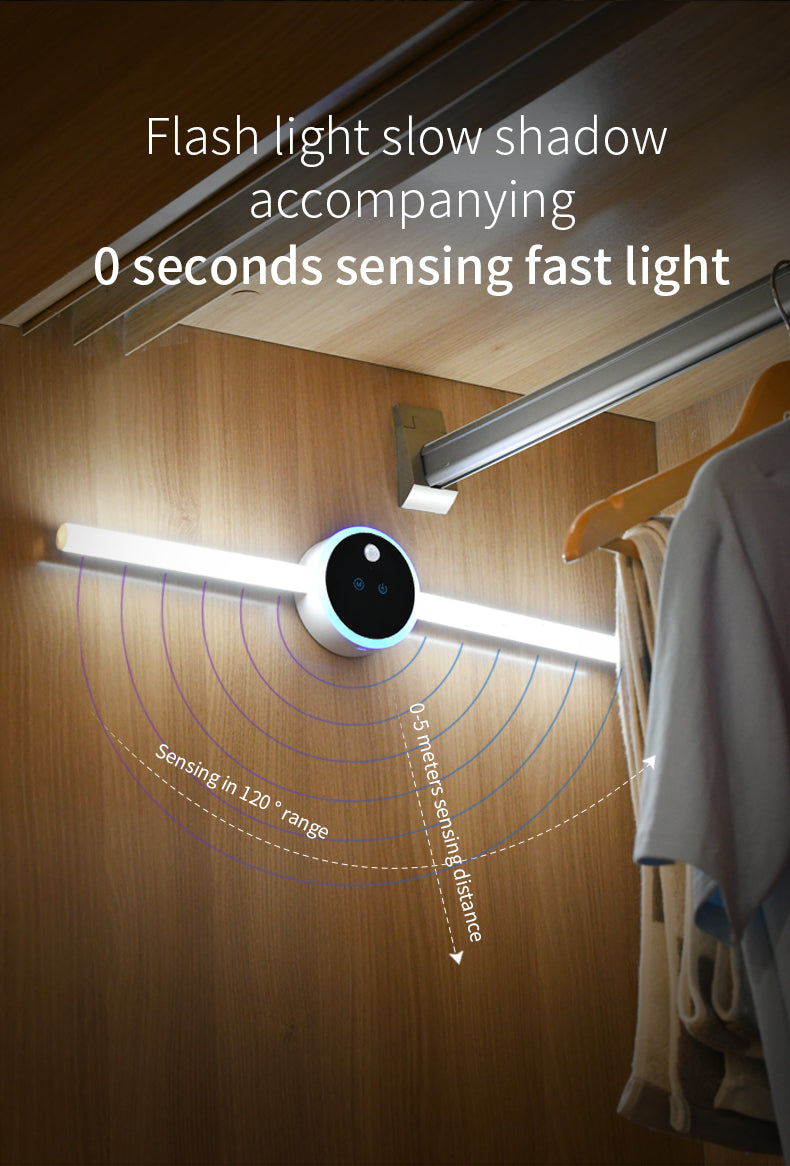 Smart Cabinet Light Clock Timing Sensor Light Removable LED Wardrobe Light Human Body Sensor Light
