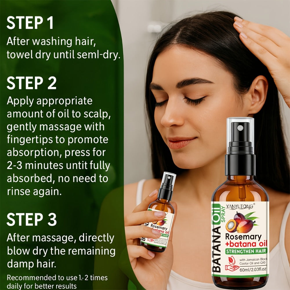 Batana & Rosemary Essential Oil Hair Spray 2.03oz, Deep Scalp & Damaged Hair Treatment, Nourishing Formula from Honduras — im