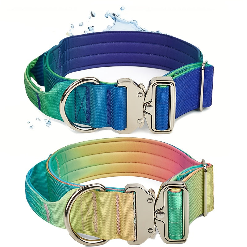 Gradient Dog Collar with Grab Handle, Quick-Release Metal Buckle and D-Ring in Three Size-Color Options — image 1