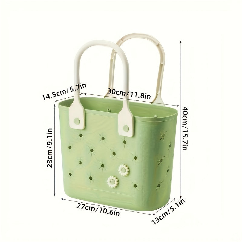 Two-Piece Rubber Floral Tote Bag Set with Soft Handles, Daisy Print and Multipurpose Storage — image 5