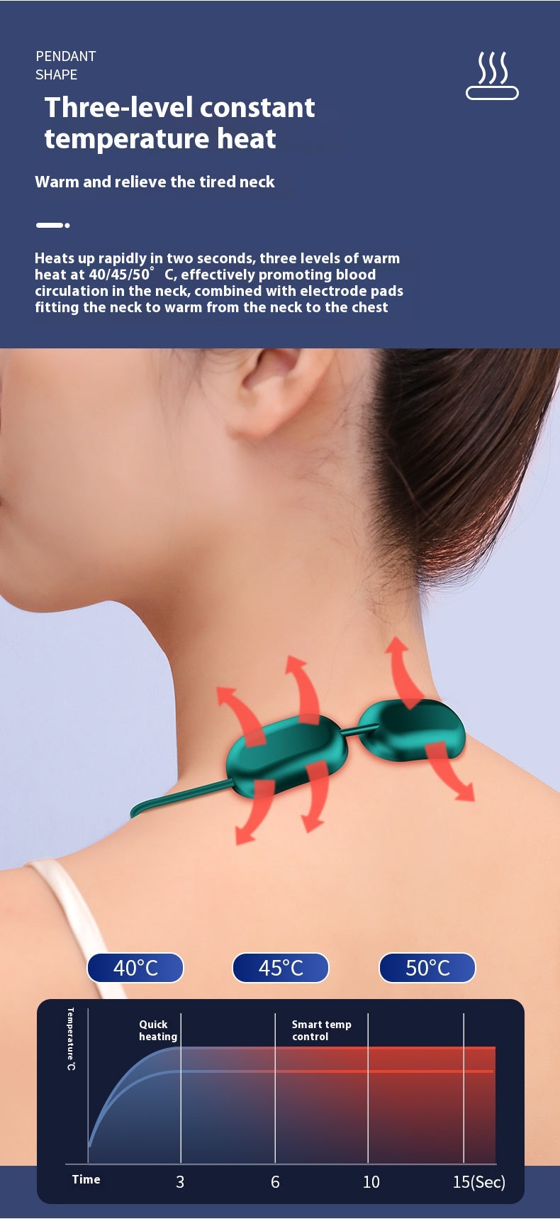 Pendant Neck Mini Neck Double Pulse Massager