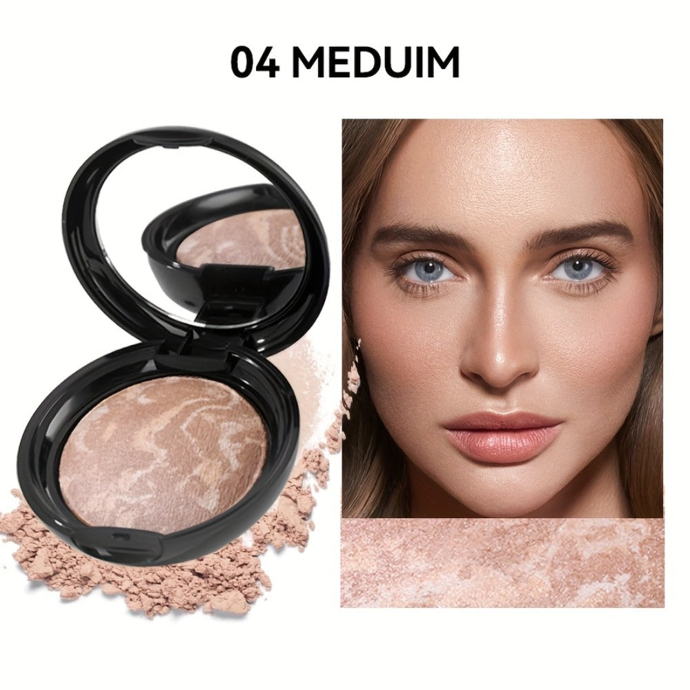 Marbled Pressed Powder Foundation Compact with Mirror in Six Shade Labels from Rose to Sand — image 9