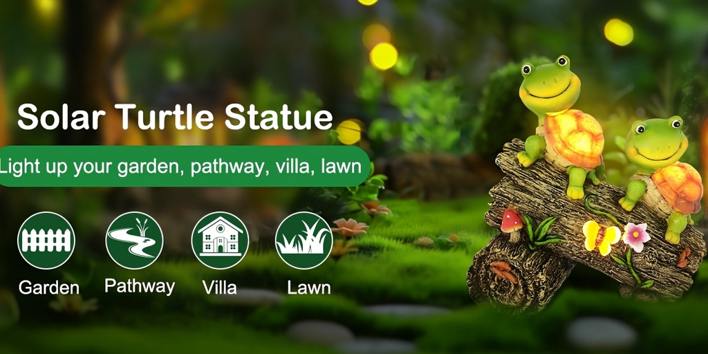 Solar Garden Turtle Statue with 4 LED Lights IP44 Waterproof Resin Frog Face Turtle Figurine Outdoor Decor for Patio Lawn Yar