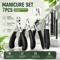 Nail Clipper Kit 7 Piece Heavy Duty for Men Professional Stainless Steel Thick Toenail Care Set – Nail File Cuticle Clipper E