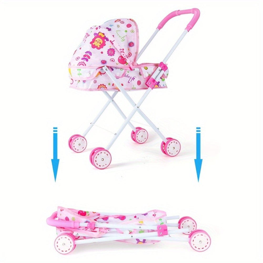 11-Inch Baby Doll and Folding Stroller Playset with 12 Food Accessories in Pink or Purple Color Options — image 15