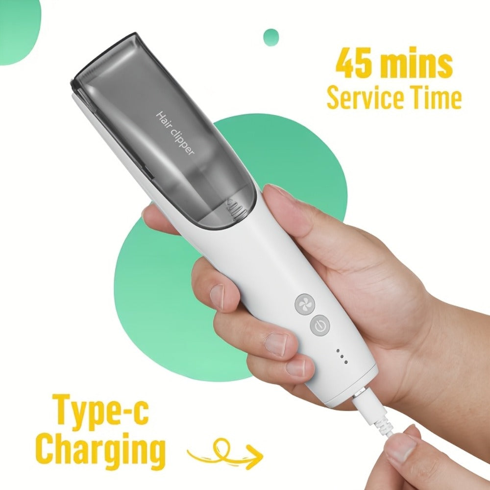 Hair Clipper Vacuum Collection Cordless Trimmer with Type-C Charging, Three Guide Combs and 45-Minute Runtime — image 7