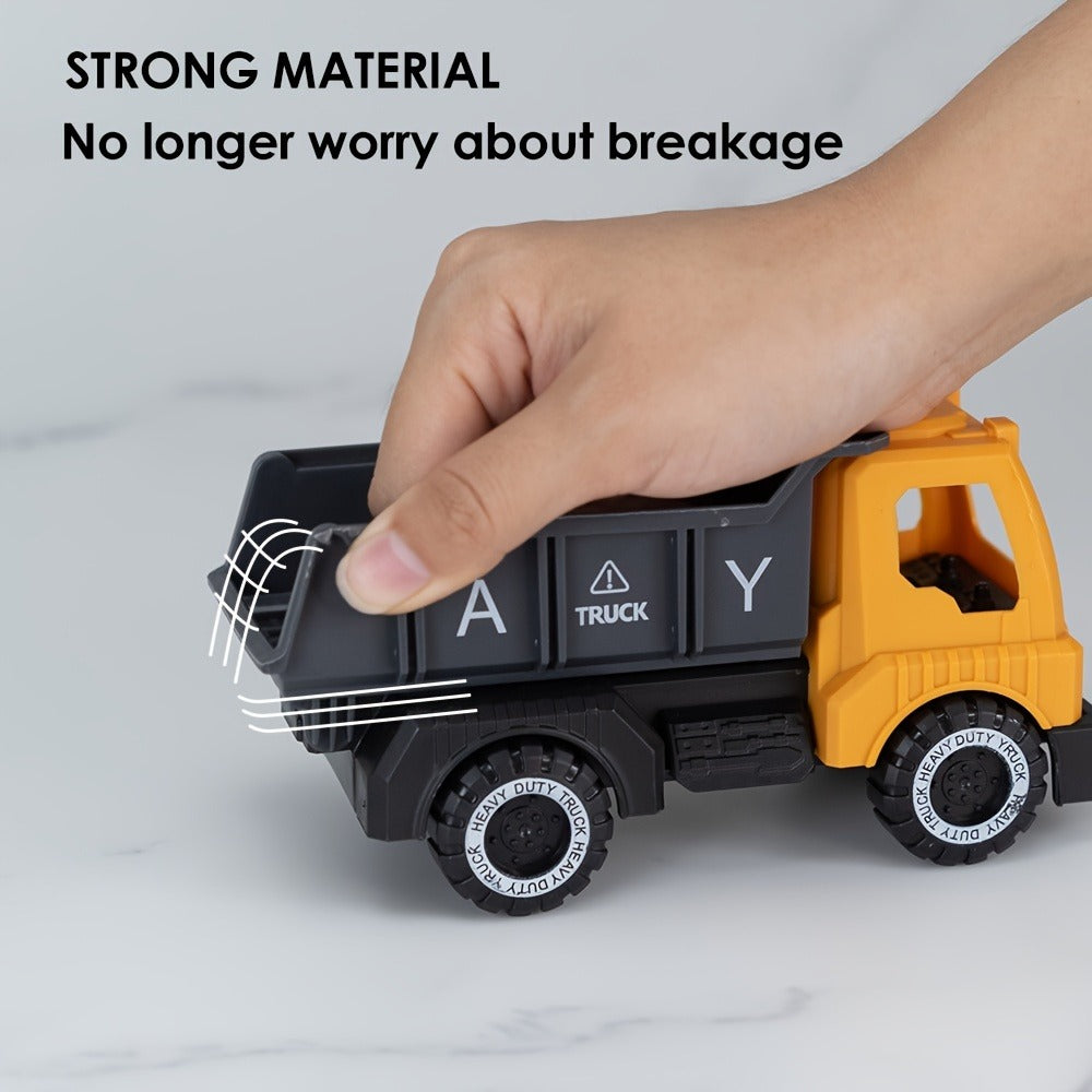 Construction Vehicle Toy Set for Kids, 4PCS Large Shatterproof Excavator, Mixer, Dump Truck & Bulldozer Engineering Cars — im