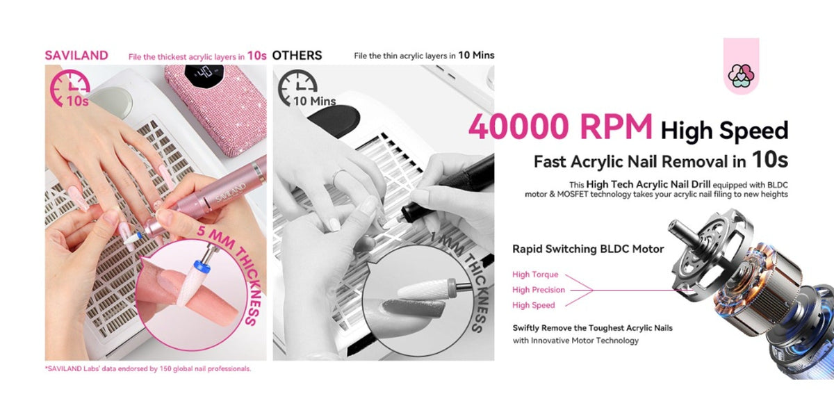 Electric Nail Drill 40000 RPM Rechargeable Professional Nail Drill Machine 4000mAh Battery LCD Display Ceramic Bits Sanding B