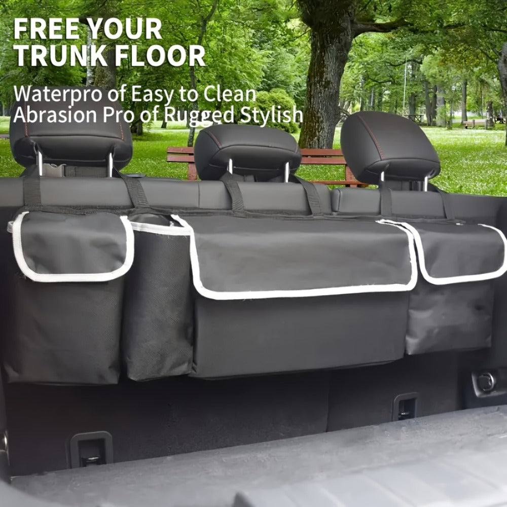 Rear Seat Hanging Car Trunk Organizer with Four Pockets, 36 x 14.2 x 4.7 Inches and Black Finish — image 3