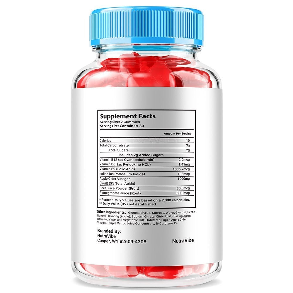 Energy & Wellness Gummies with Vitamin B12, B6, B9, Apple Cider Vinegar & Beet Juice, Natural Daily Supplement for Women & Me