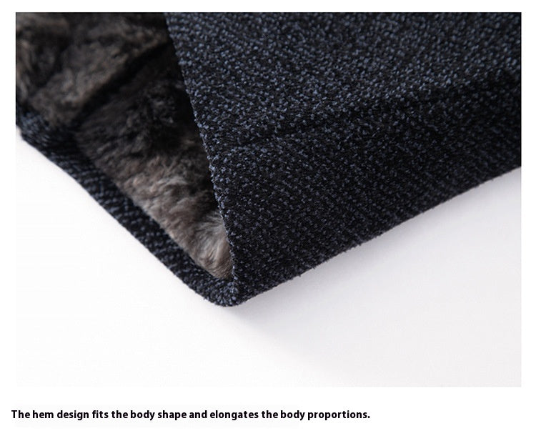Temperament Lapel With Velvet Men's Woolen Coat