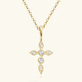925 Sterling Silver Moissanite Cross Pendant Necklace - V.I.P Digital Presence