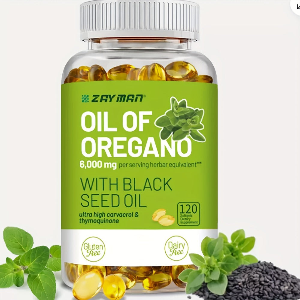 Herbal Supplements with ZEYMAN Label, Oregano Oil 6000mg and Black Seed Oil 200mg Softgels, 120 Count — image 4