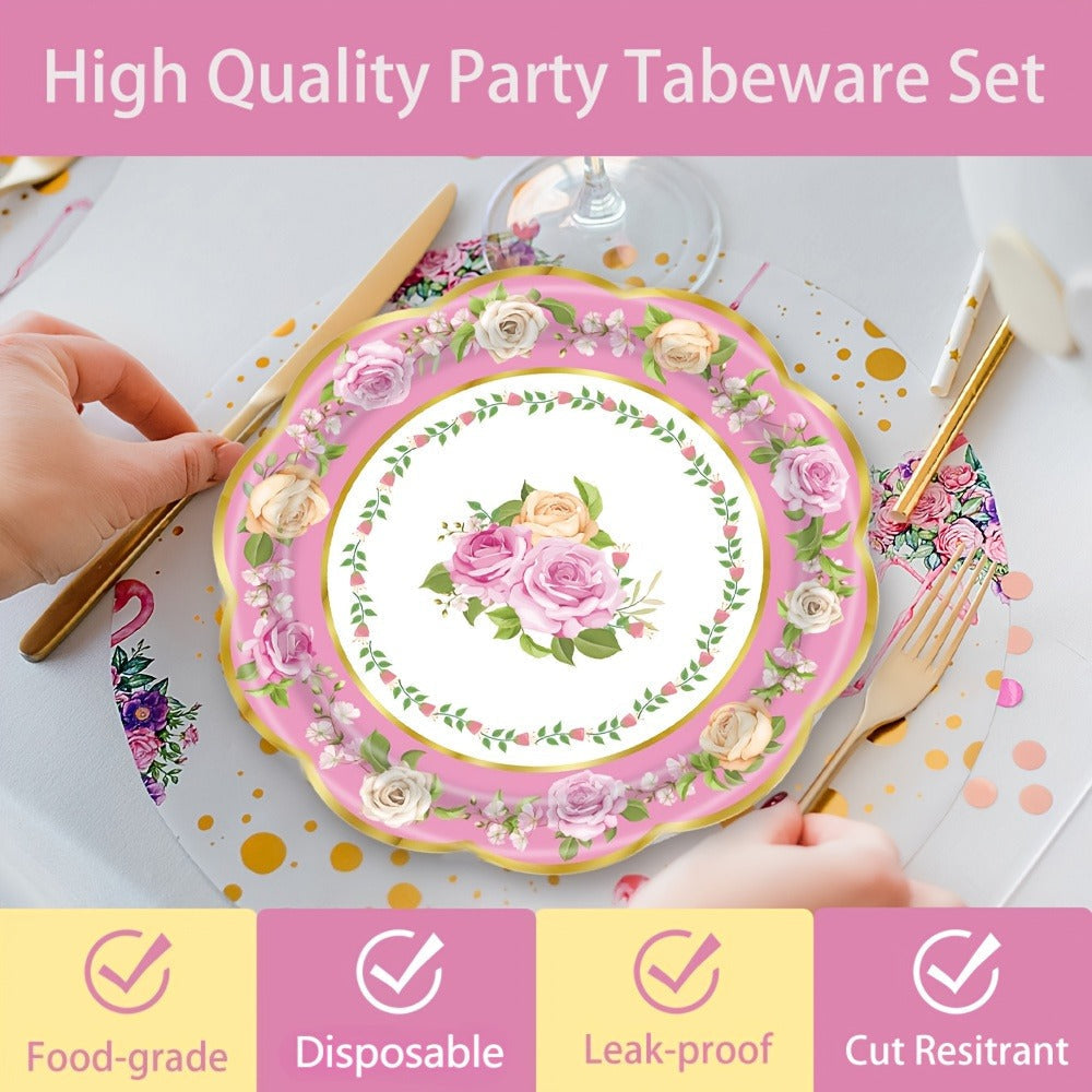 Floral Paper Plate Party Supplies Pack with 48 Botanical-Print Plates in Six Coordinated Designs — image 3