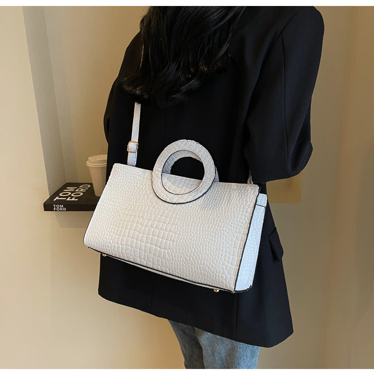 Fall Winter Fashion Retro Handbag Stone Texture Niche Bag Simple Women
