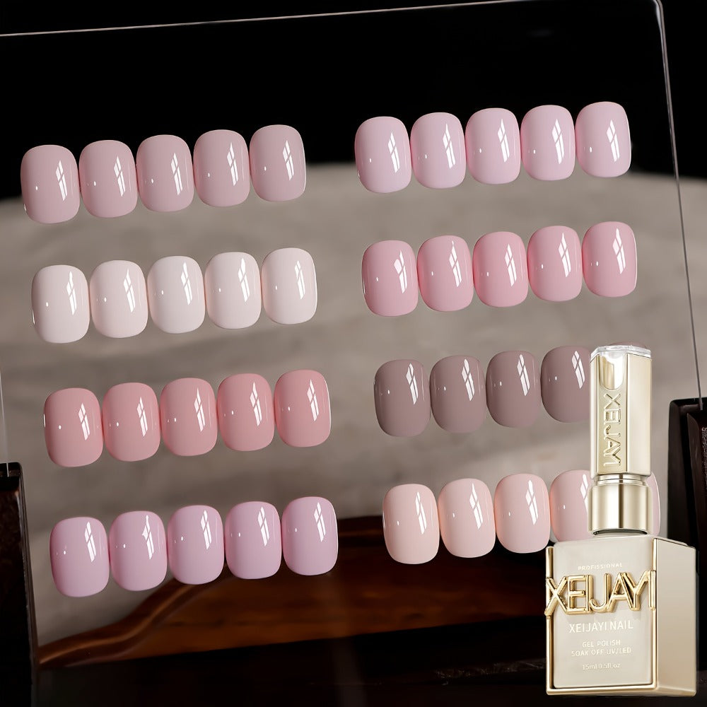 Gel Nail Polish 8-Color Gentle Pink Set in 0.51oz Bottles with Shades 001-008 and LED Soak-Off Cure for Nail Art — image 1