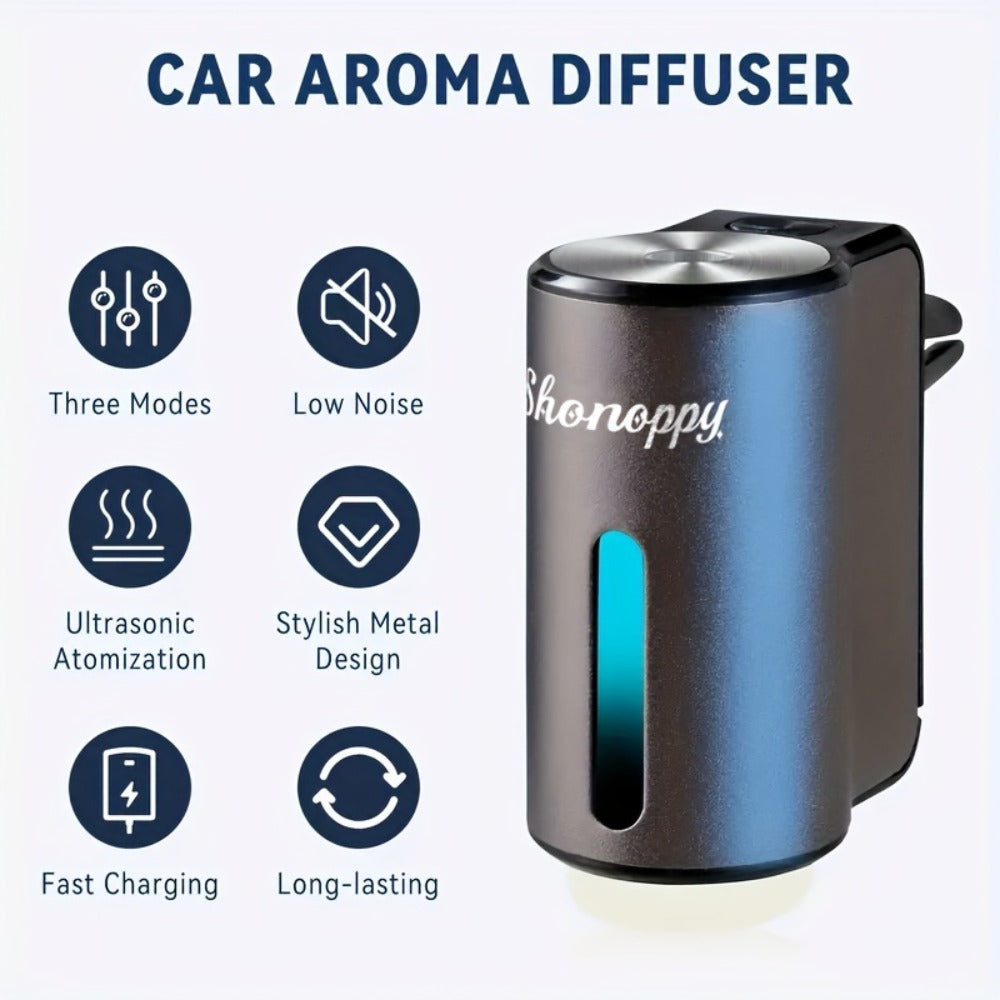 Car Air Freshener Aroma Diffuser with Essential Oils – USB Powered Smart Scent Diffuser for Car, 3/6/10/20 Bottles 0.34oz Ess