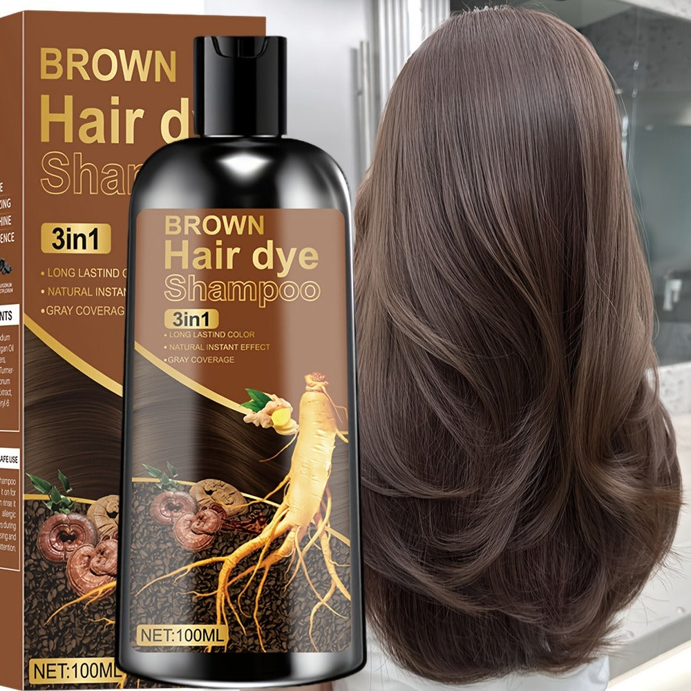 Plant Extract Hair Coloring Shampoo 100ml 3.38oz, Deep Scalp-Safe Gray & White Hair Coverage, Botanical Color — image 4