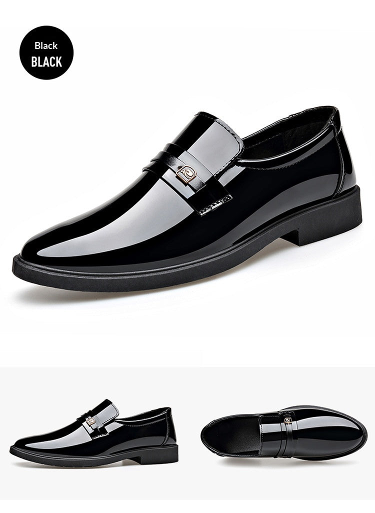 Dress Leather Shoes With A Mirror Like Slip On Design