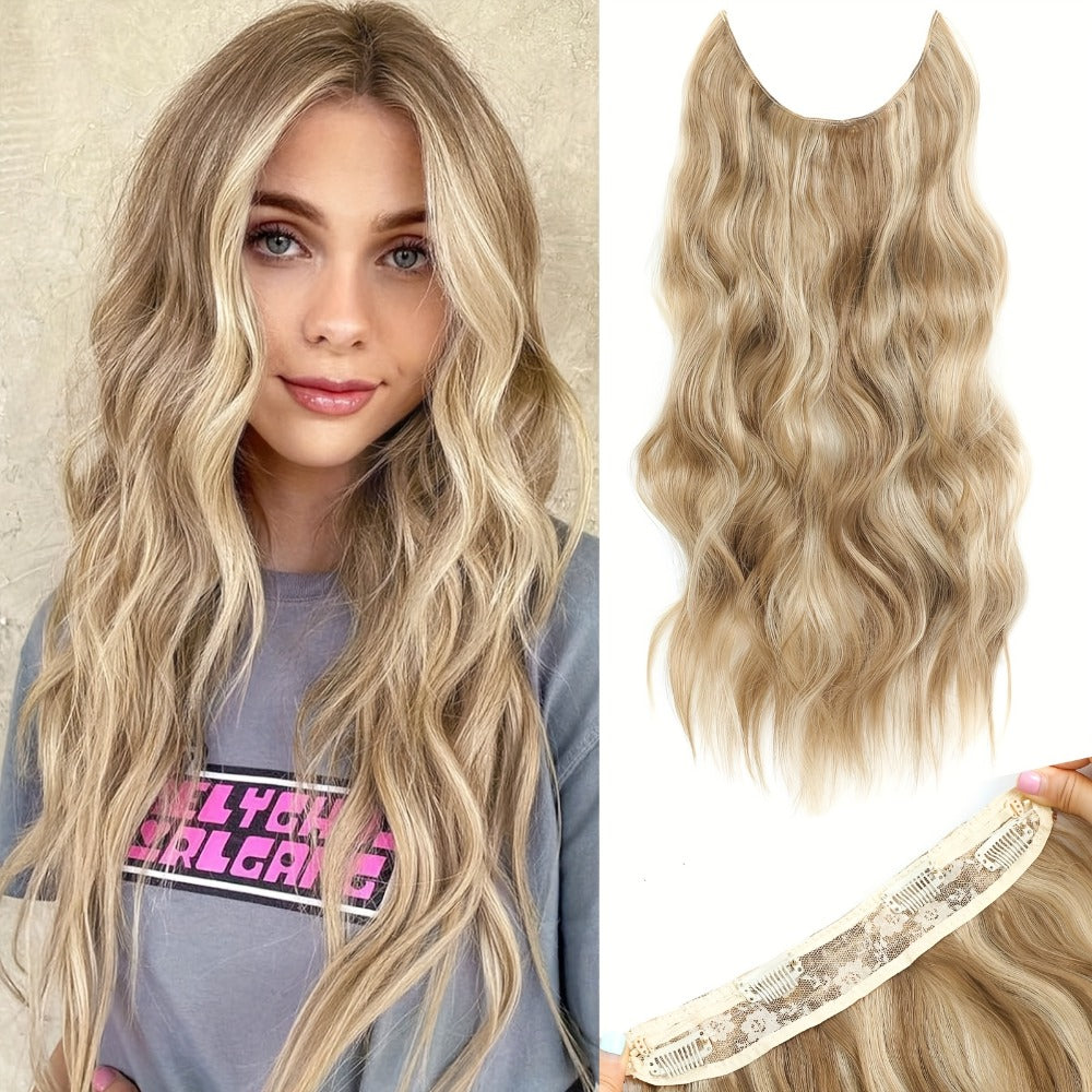 Invisible Wire Hair Extensions 22 Inch for Women – Transparent Fish Line 4 Clips Long Wavy Hairpiece for Thin Fine Hair — ima