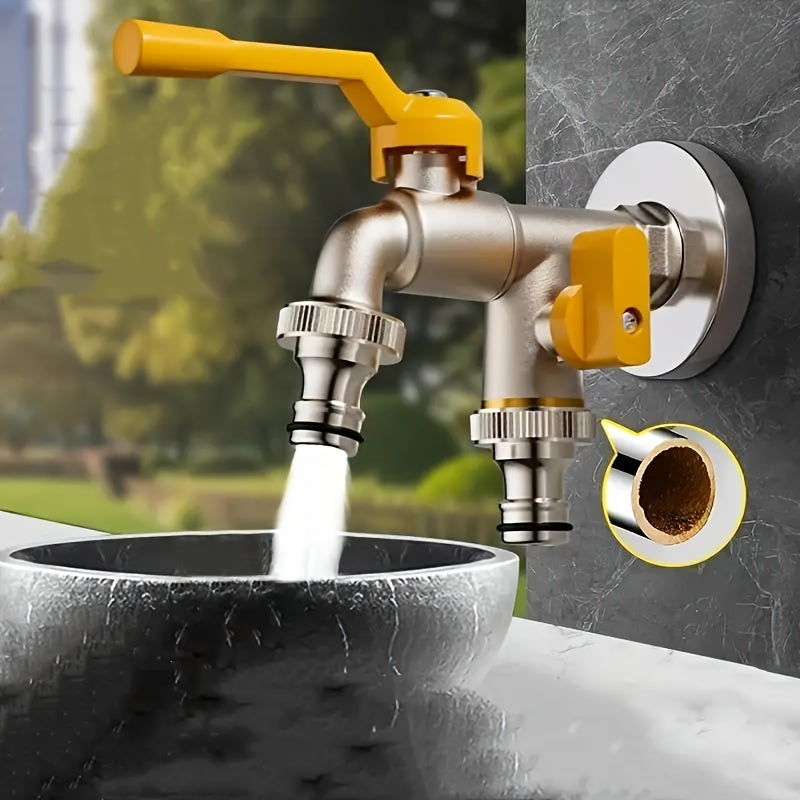 Garden Hose Faucet Dual Outlet Stainless | Outdoor Spigot Sprinkler — image 11