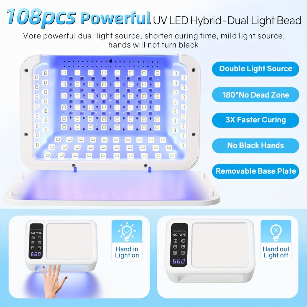 Sun-D5 Dual-Hand UV/LED Nail Lamp with 108-Bead Label, Removable Base, LCD and Four Timers — image 3