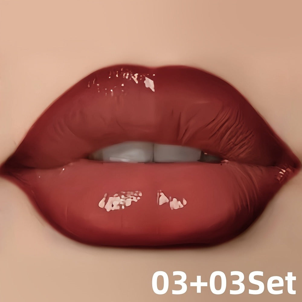 Lip Gloss Lip Liner Set Hydrating Water-Gloss Dewy Finish – 3D Precision Contour Matte Liner, for Makeup, Travel and Everyday